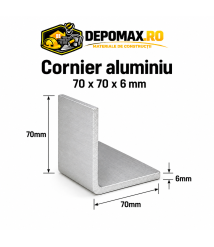 Cornier aluminiu 70 x 70 x 6 mm, 6 metri (EN AW-6060) Cornier aluminiu 70 x 70 x 6 mm, 6 metri (EN AW-6060)